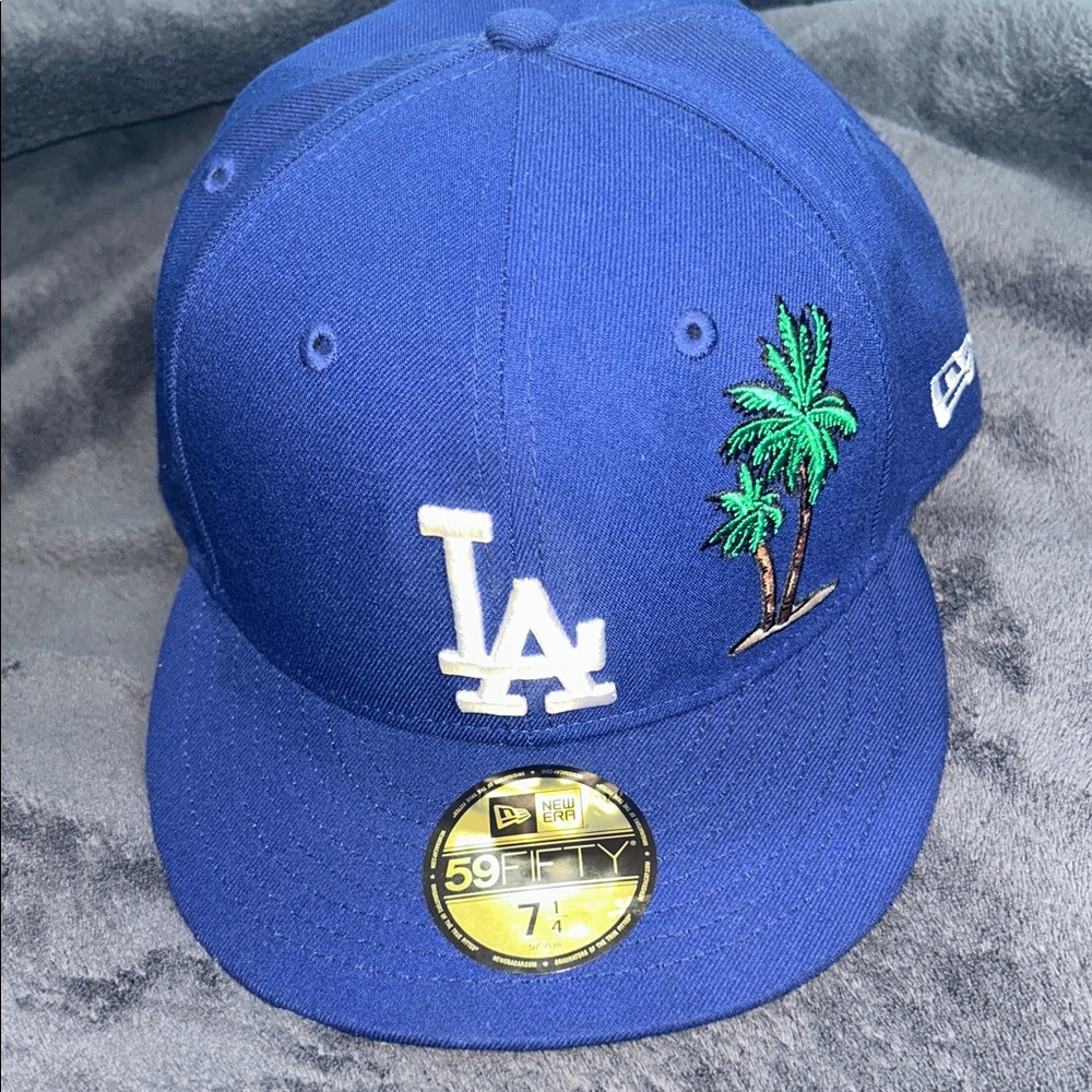 New Era Royal Blue LA Dodgers Fitted Hat with Palm Tree and Taco Embroidery